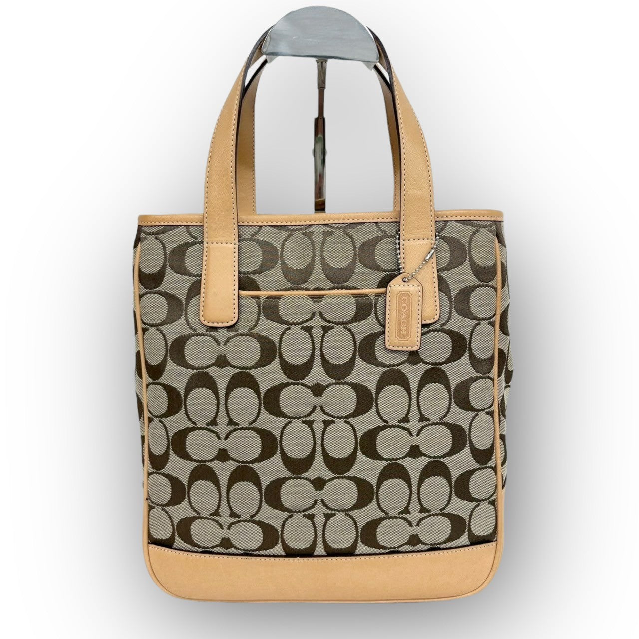 ９７ COACH コーチ ハンドバッグ　シグネチャー　ブラウン