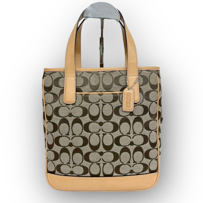 ９７ COACH コーチ ハンドバッグ　シグネチャー　ブラウン