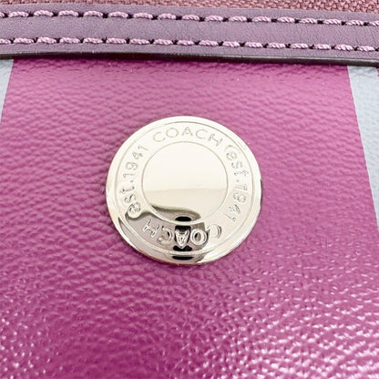 ９８ COACH コーチ PVCレザー ショルダーバッグ パープル