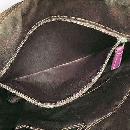 ９８ COACH コーチ PVCレザー ショルダーバッグ パープル