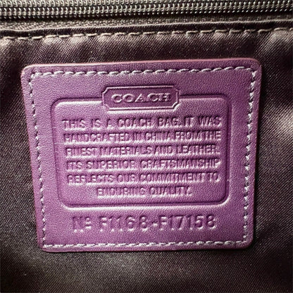 ９８ COACH コーチ PVCレザー ショルダーバッグ パープル