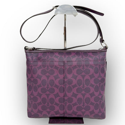 ９８ COACH コーチ PVCレザー ショルダーバッグ パープル