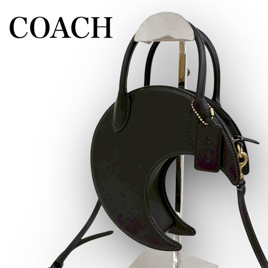 １０１ COACH コーチ ムーンバッグ リジェネラティブ レザー ショルダーバッグ ブラック