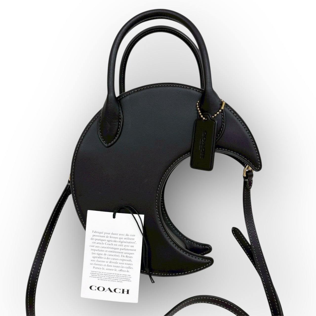 １０１ COACH コーチ ムーンバッグ リジェネラティブ レザー ショルダーバッグ ブラック