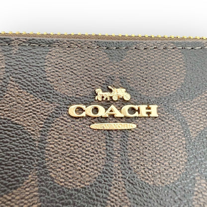 １０４ COACH コーチ ミニバッグ シグネチャー オールレザー ブラウン×レッド