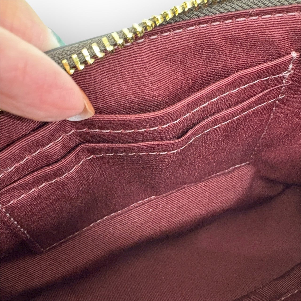 １０４ COACH コーチ ミニバッグ シグネチャー オールレザー ブラウン×レッド