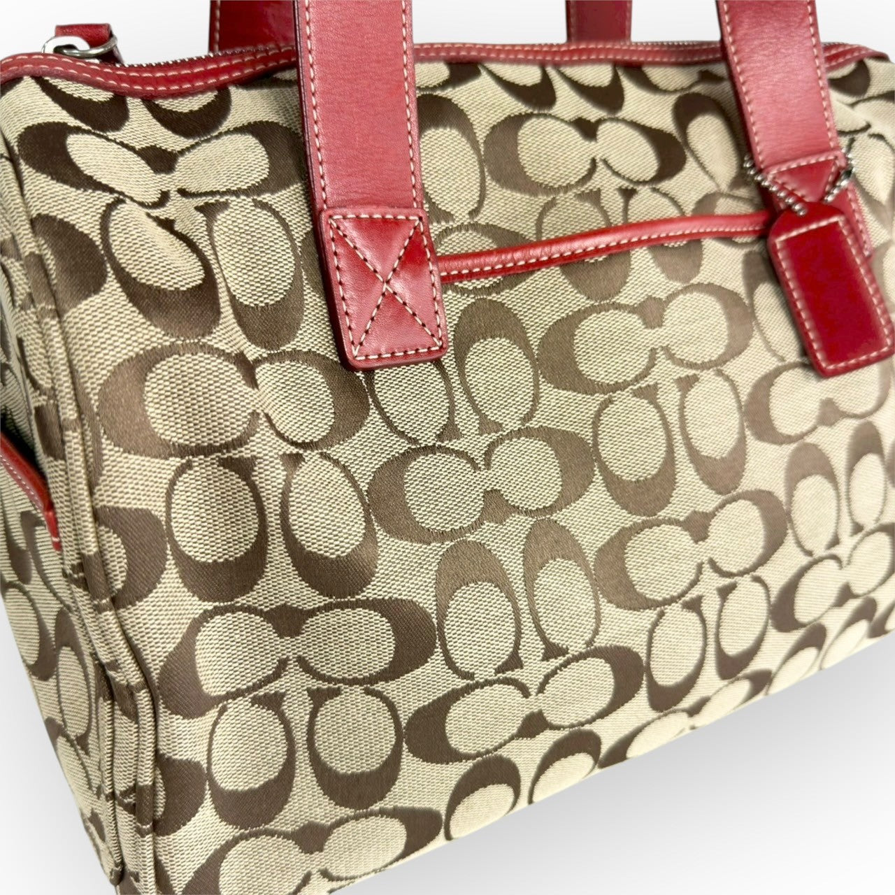 １１２ COACH コーチ ハンドバッグ シグネチャー×レッド K1R 6074