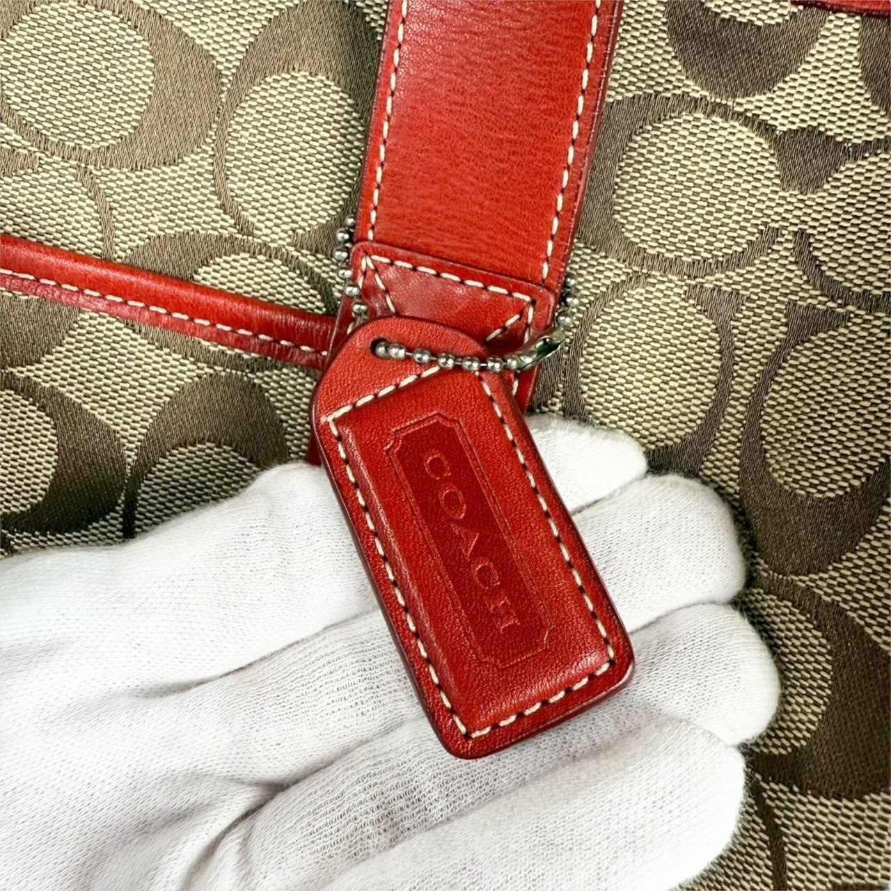 １１２ COACH コーチ ハンドバッグ シグネチャー×レッド K1R 6074
