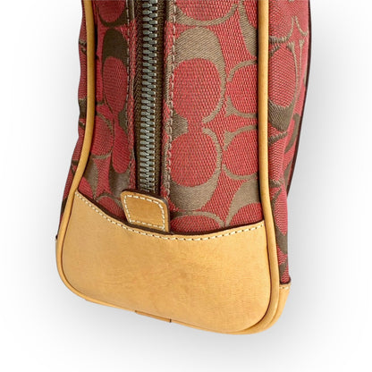 １１３ COACH コーチ ハンドバッグ シグネチャー レッド×ブラウン×ベージュ E1R 6097