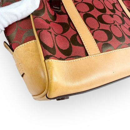 １１３ COACH コーチ ハンドバッグ シグネチャー レッド×ブラウン×ベージュ E1R 6097