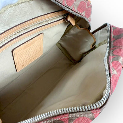 １１３ COACH コーチ ハンドバッグ シグネチャー レッド×ブラウン×ベージュ E1R 6097