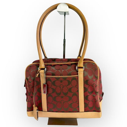１１３ COACH コーチ ハンドバッグ シグネチャー レッド×ブラウン×ベージュ E1R 6097