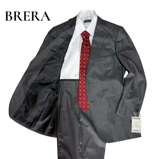 【OG-25】BRERA (ブレラ）137B8008 グレー シャドーストライプ ツーパンツスーツ　A4