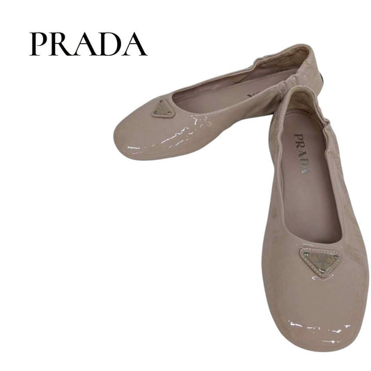 【RC2511-286】PRADA パンプス　フラットシューズ　エナメル　ピンク　袋付き