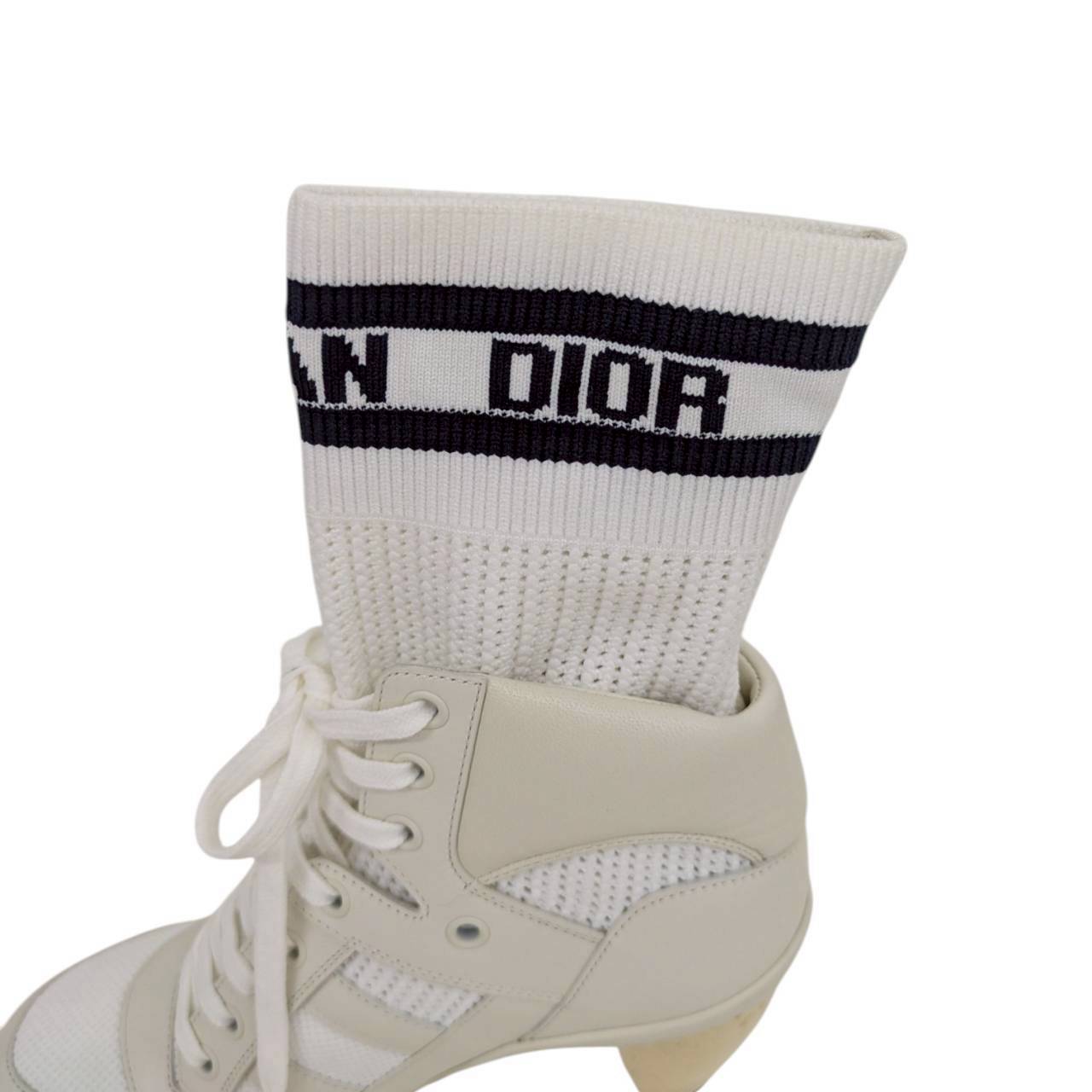 【RC2511-38】Christian Dior ソックスブーツ　白　36