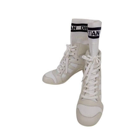 【RC2511-38】Christian Dior ソックスブーツ　白　36