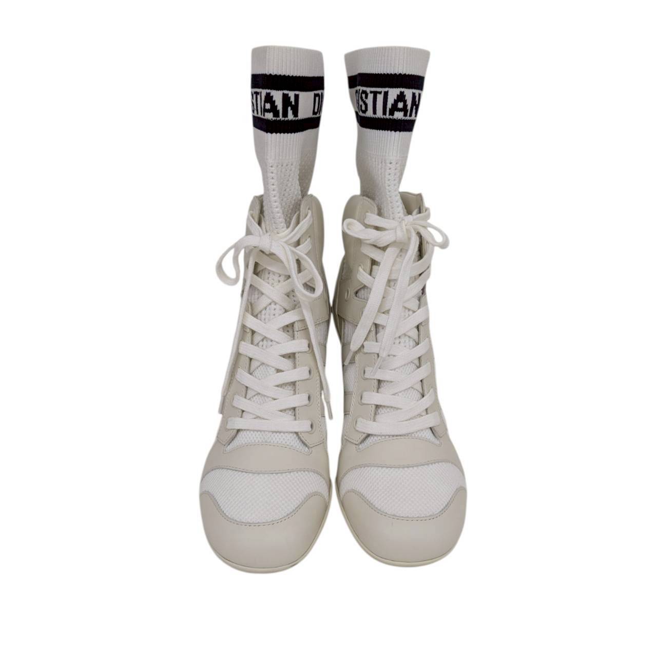 【RC2511-38】Christian Dior ソックスブーツ　白　36