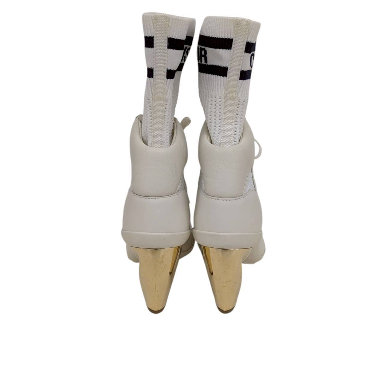 【RC2511-38】Christian Dior ソックスブーツ　白　36