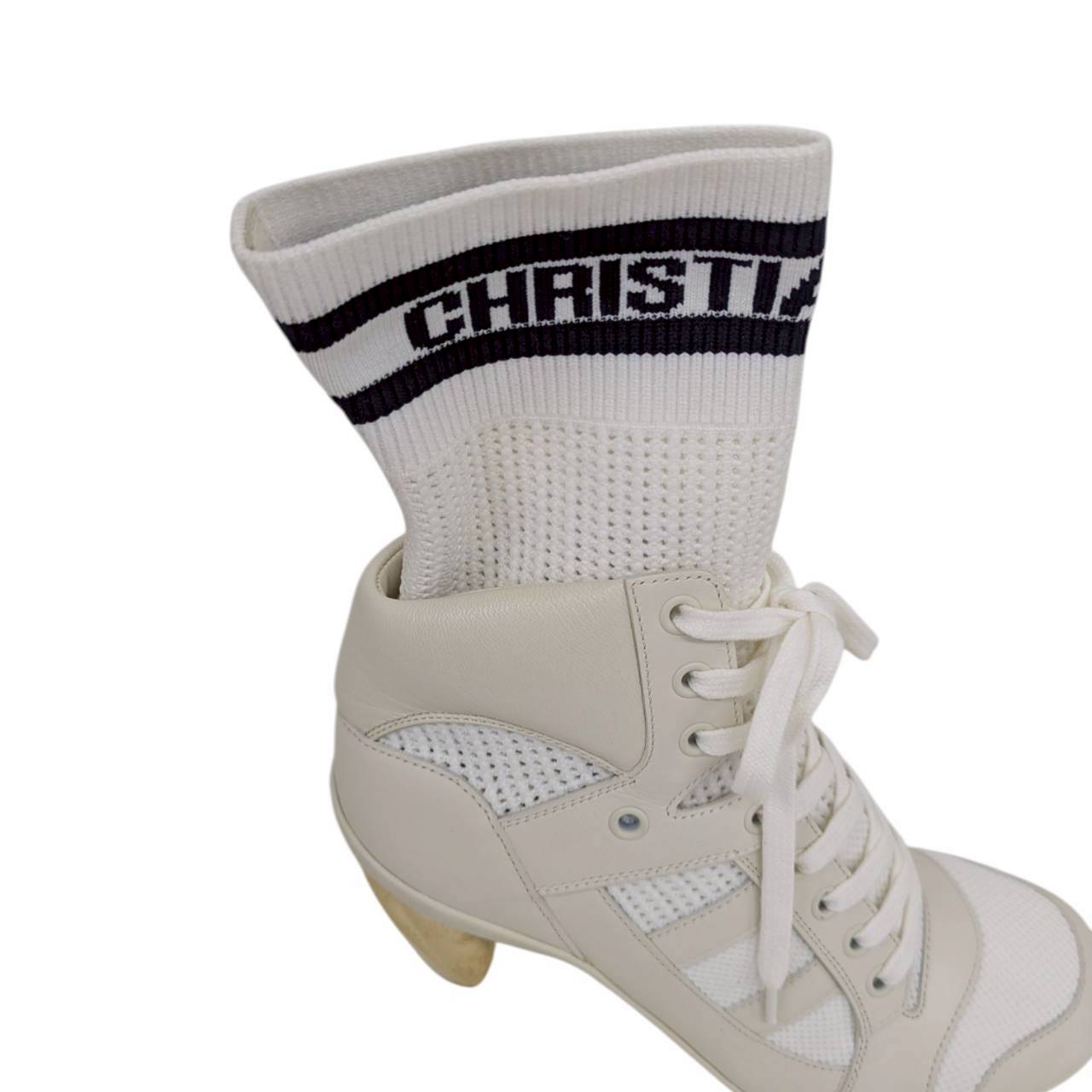 【RC2511-38】Christian Dior ソックスブーツ　白　36