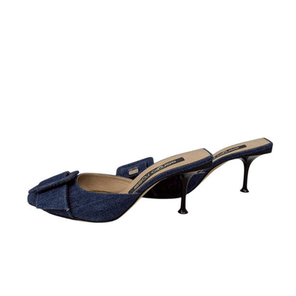 【RC2511-85】sergio rossi ミュール　デニム生地　37 1/2　袋付き