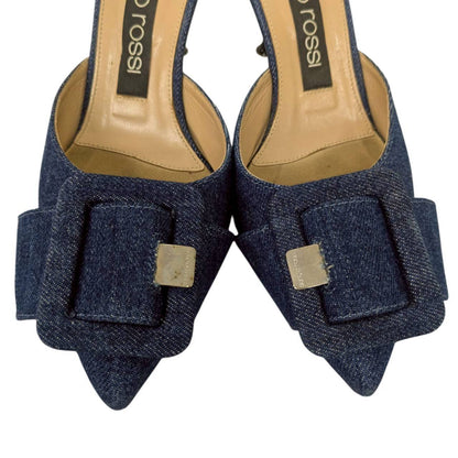 【RC2511-85】sergio rossi ミュール　デニム生地　37 1/2　袋付き