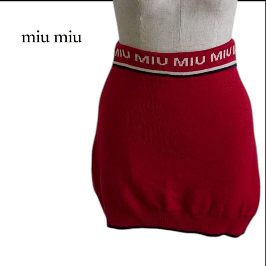 【RC2512-35】miumiu ニットスカート　レッド　36