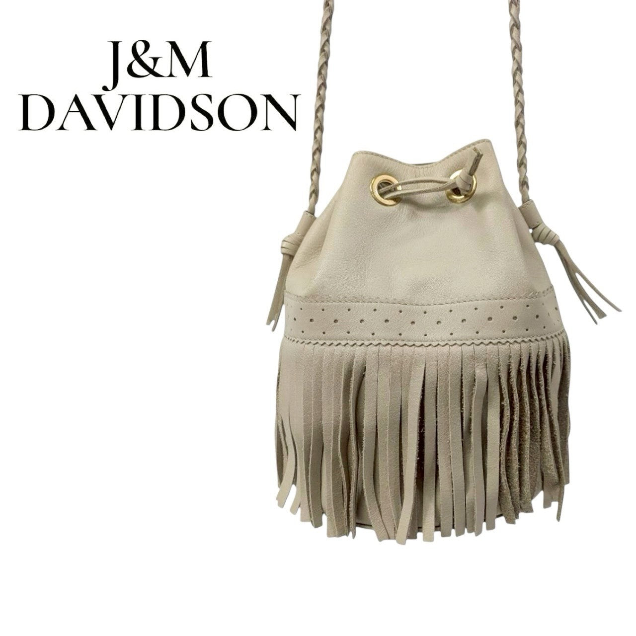 【RC2512-49】J&M Davidson ハンドバック ベージュ