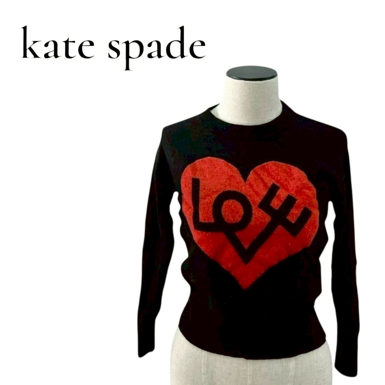 RC2601-99 katesspade ニット ハート ブラック XS