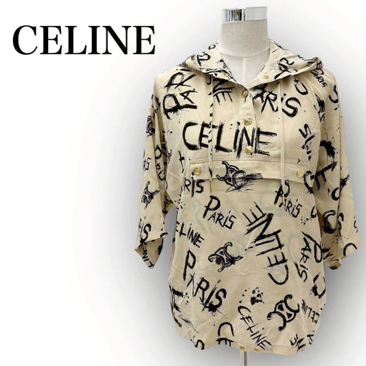 【SRC-4】CELINE　長袖ブラウス　CELINE文字プリント