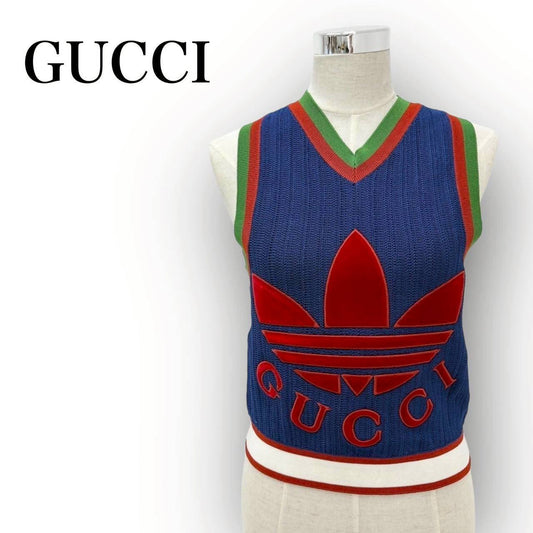 【SRC-8】GUCCI　ニットベスト　adidasロゴ