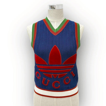 【SRC-8】GUCCI　ニットベスト　adidasロゴ