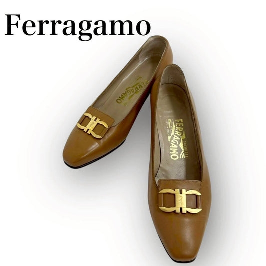 【SRC-80】SalvatoreFerragamo パンプス レザー/レディース/ブラウン/付属品:箱