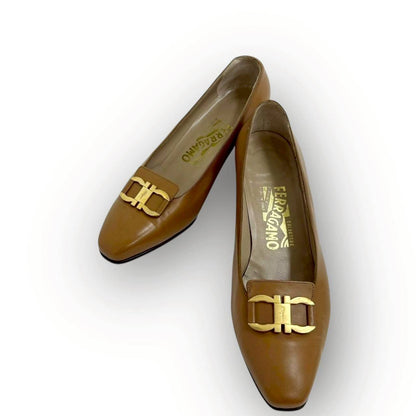 【SRC-80】SalvatoreFerragamo パンプス レザー/レディース/ブラウン/付属品:箱