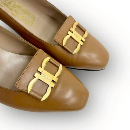 【SRC-80】SalvatoreFerragamo パンプス レザー/レディース/ブラウン/付属品:箱