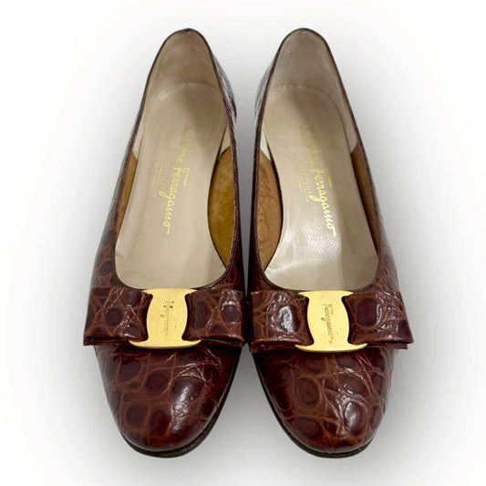 【SRC-81】SalvatoreFerragamo パンプス レザー/レディース/ブラウン/付属品:箱