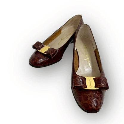 【SRC-81】SalvatoreFerragamo パンプス レザー/レディース/ブラウン/付属品:箱