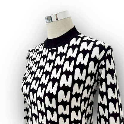 【SRC-9】MSGM　セーター　モノクロ　S