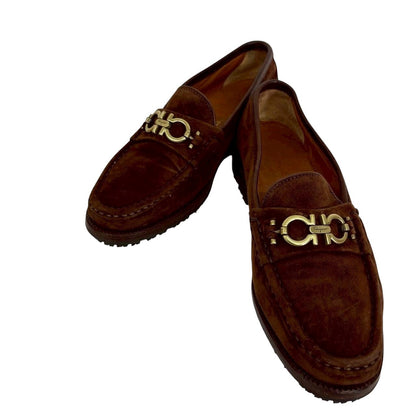 【SRC233】SalvatoreFerragamo ローファー　スエード　ブラウン　レディース　5 1/2
