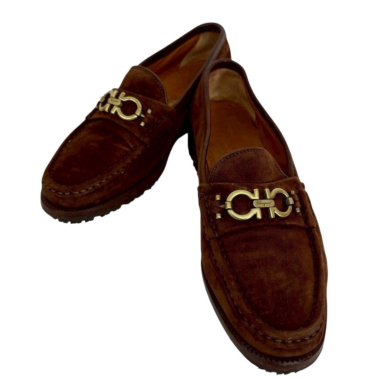 【SRC233】SalvatoreFerragamo ローファー　スエード　ブラウン　レディース　5 1/2