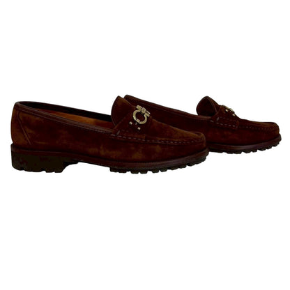 【SRC233】SalvatoreFerragamo ローファー　スエード　ブラウン　レディース　5 1/2