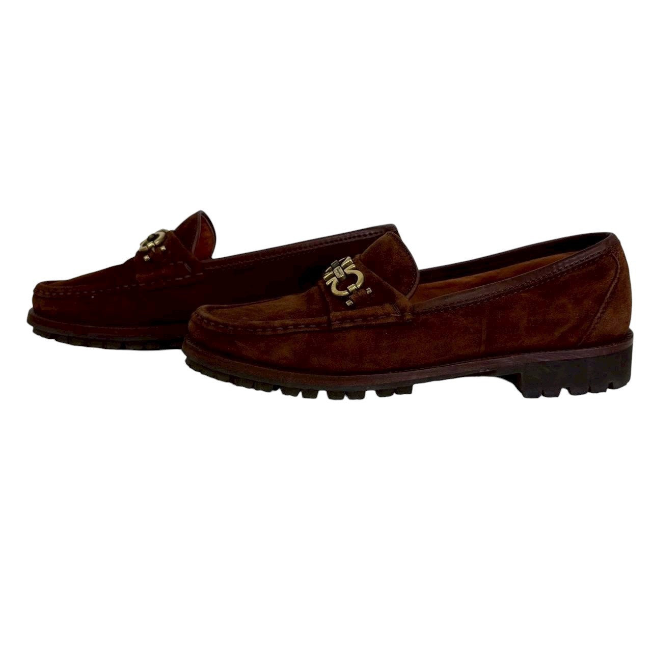 【SRC233】SalvatoreFerragamo ローファー　スエード　ブラウン　レディース　5 1/2