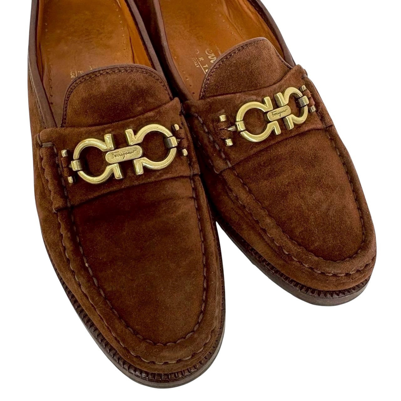 【SRC233】SalvatoreFerragamo ローファー　スエード　ブラウン　レディース　5 1/2