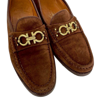 【SRC233】SalvatoreFerragamo ローファー　スエード　ブラウン　レディース　5 1/2