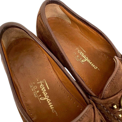 【SRC233】SalvatoreFerragamo ローファー　スエード　ブラウン　レディース　5 1/2