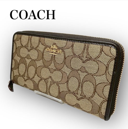 １２ COACH コーチ 長財布 シグネチャー ブラウン